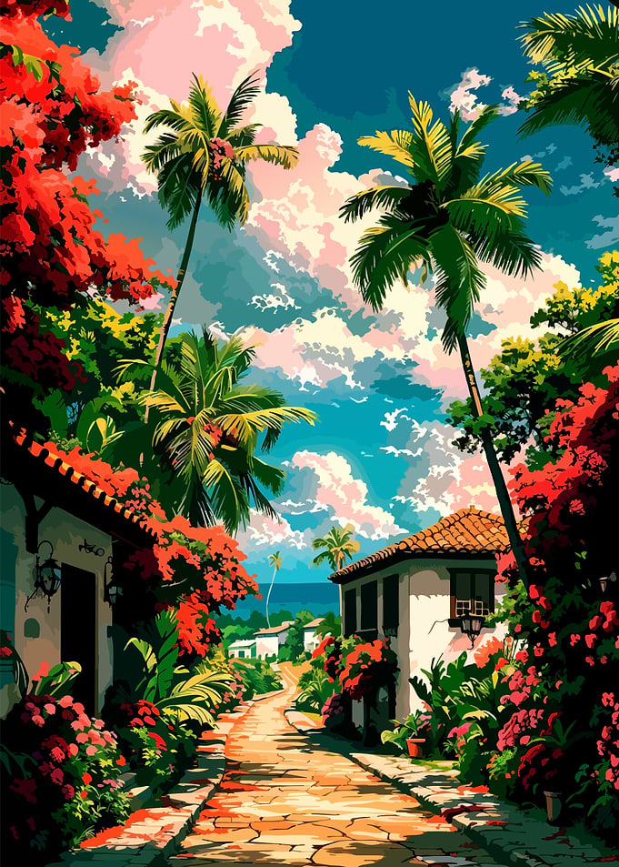 Tropical Mediterranean Village Path