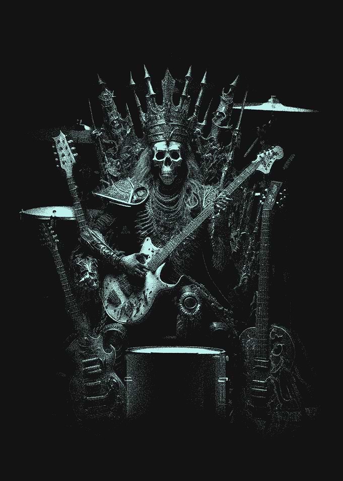 Skeleton King Playing Electric Guitar