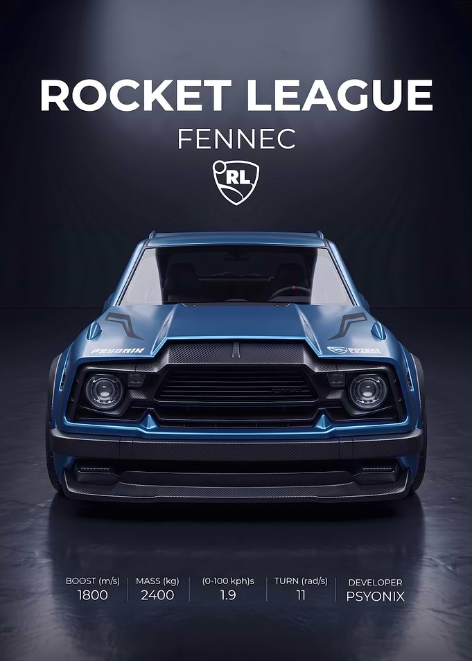 Rocket League Fennec Car Poster