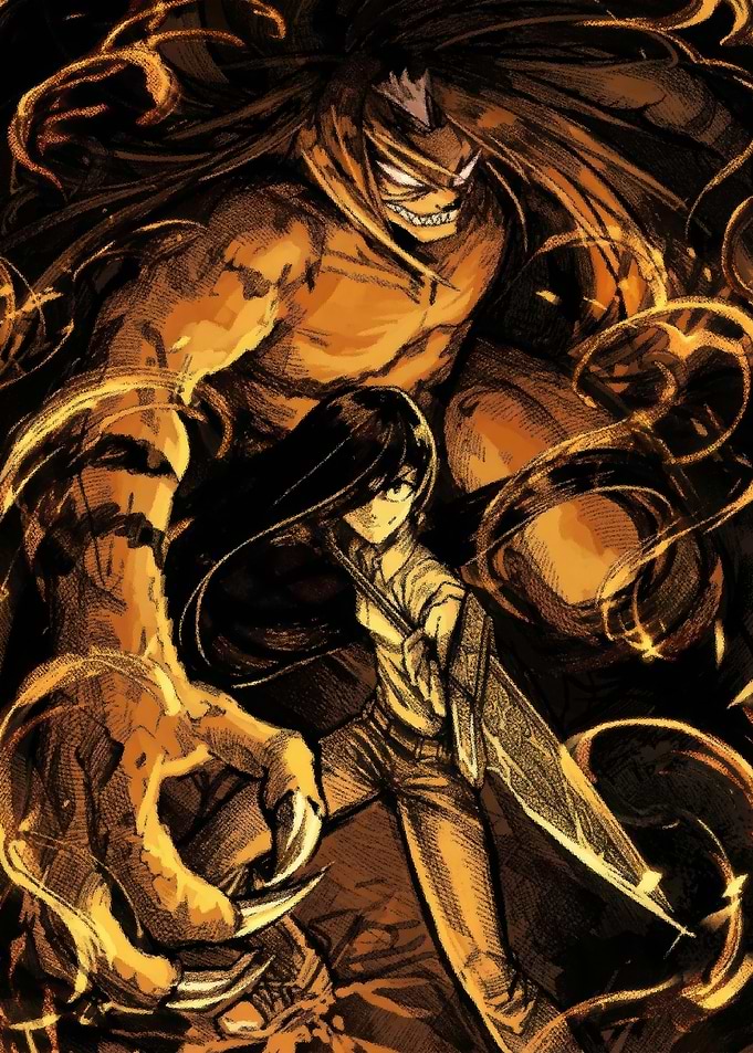 Anime Girl with Shadow Monster