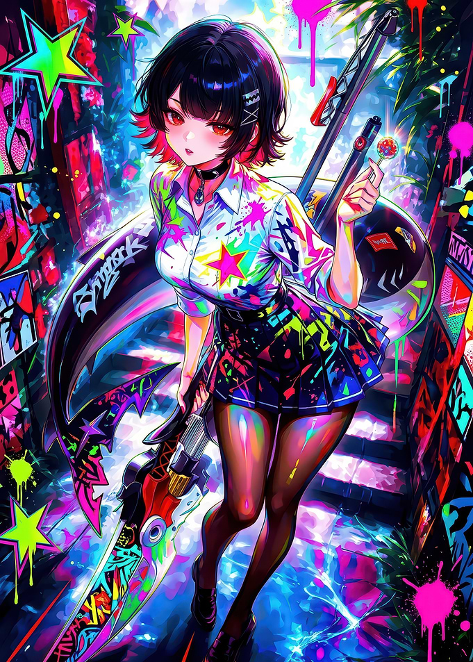 Neon Graffiti Girl Warrior
