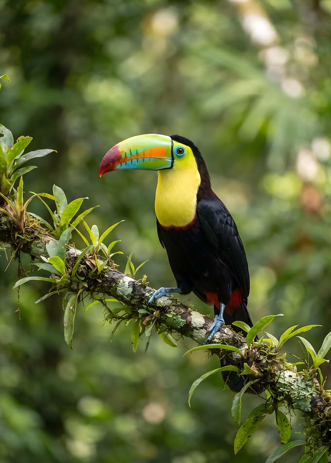 Keel-billed Toucan on Mossy Branch