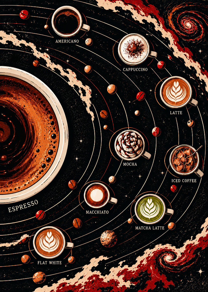 Coffee Solar System Illustration
