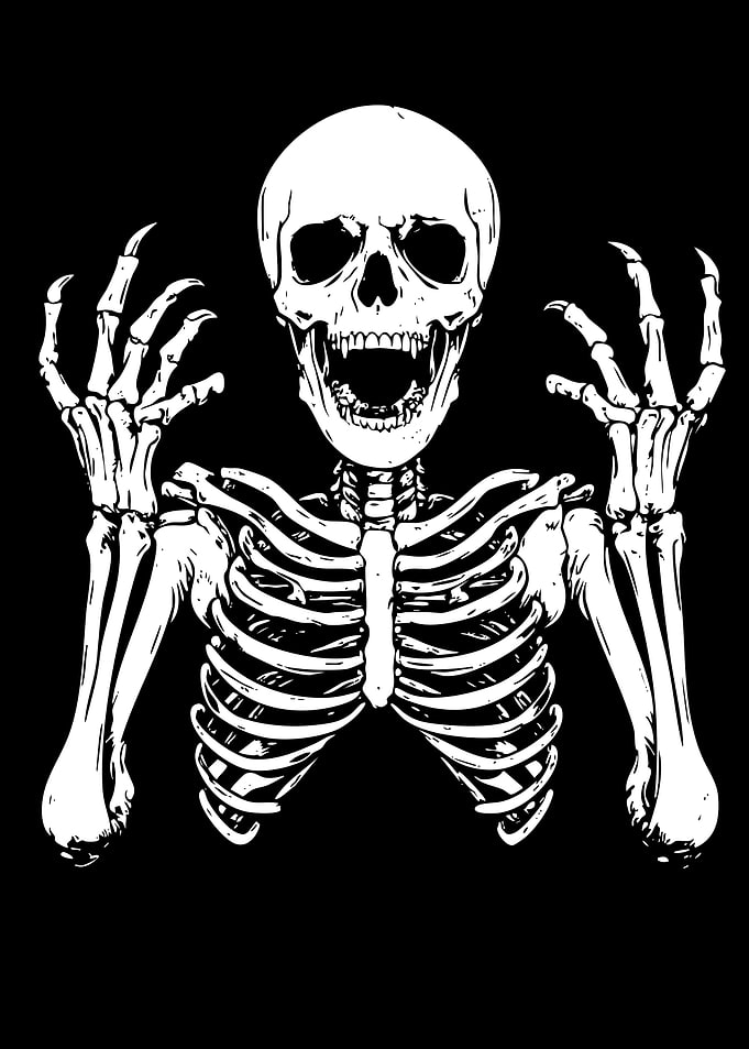 Screaming Skeleton Graphic Illustration