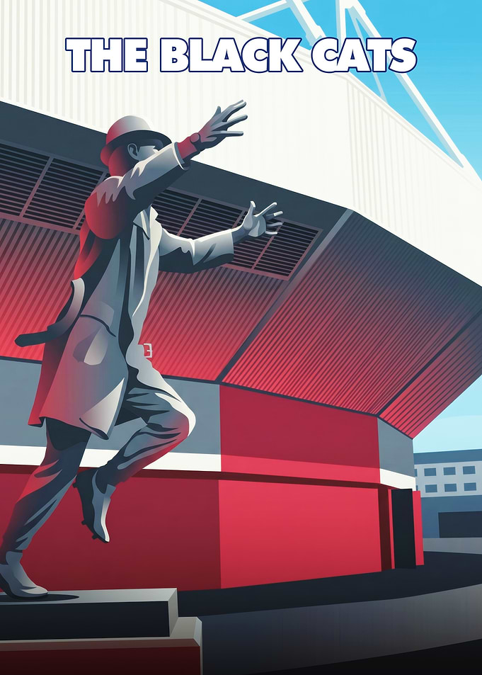 The Black Cats Stadium Statue Poster