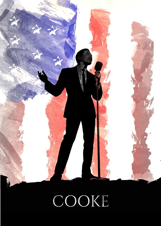 Sam Cooke American Flag Silhouette Poster