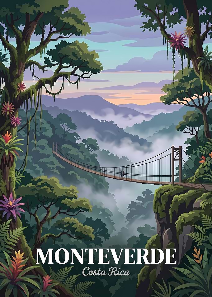 Monteverde Costa Rica Travel Poster