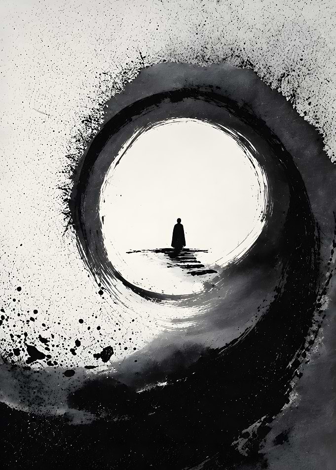 Solitary Wanderer In Monochrome