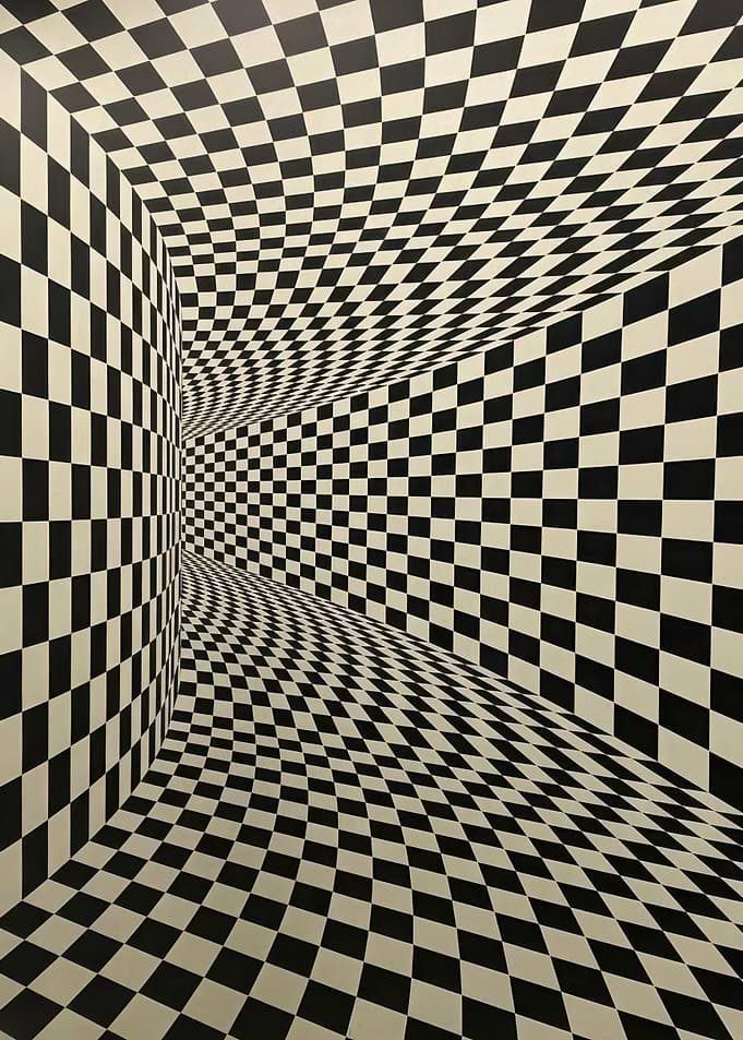Black and White Checkerboard Optical Illusion