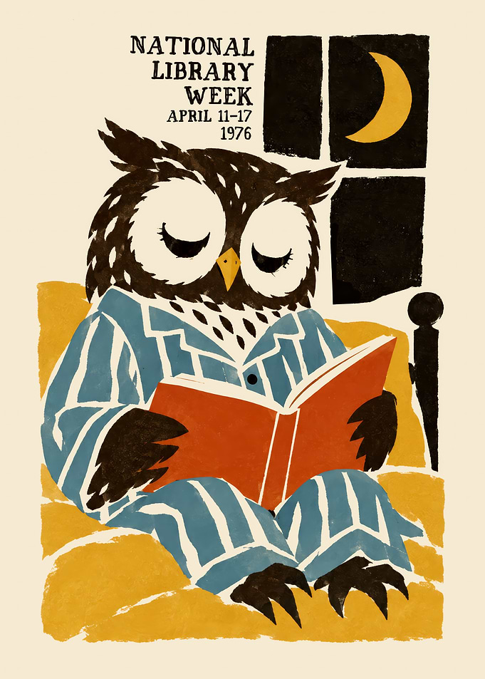 1976 National Library Week Owl Poster