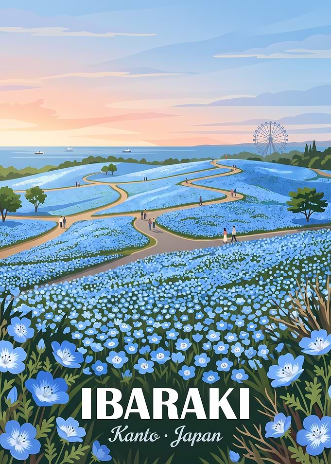 Hitachi Seaside Park Nemophila Field Poster