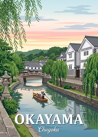 Okayama Kurashiki Canal Travel Poster