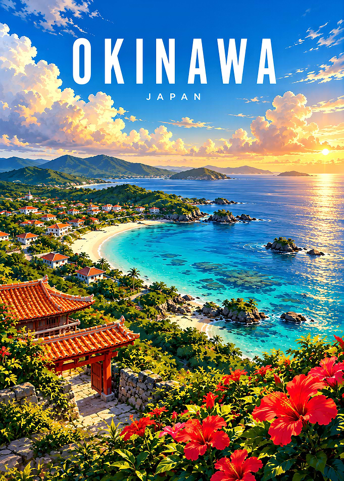 Okinawa Japan Tropical Travel Poster