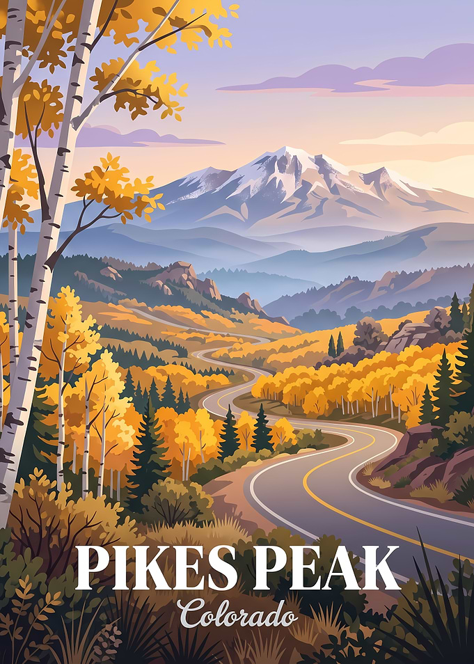 Pikes Peak Colorado Travel Poster