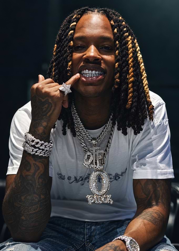 King Von Portrait with Diamond Jewelry
