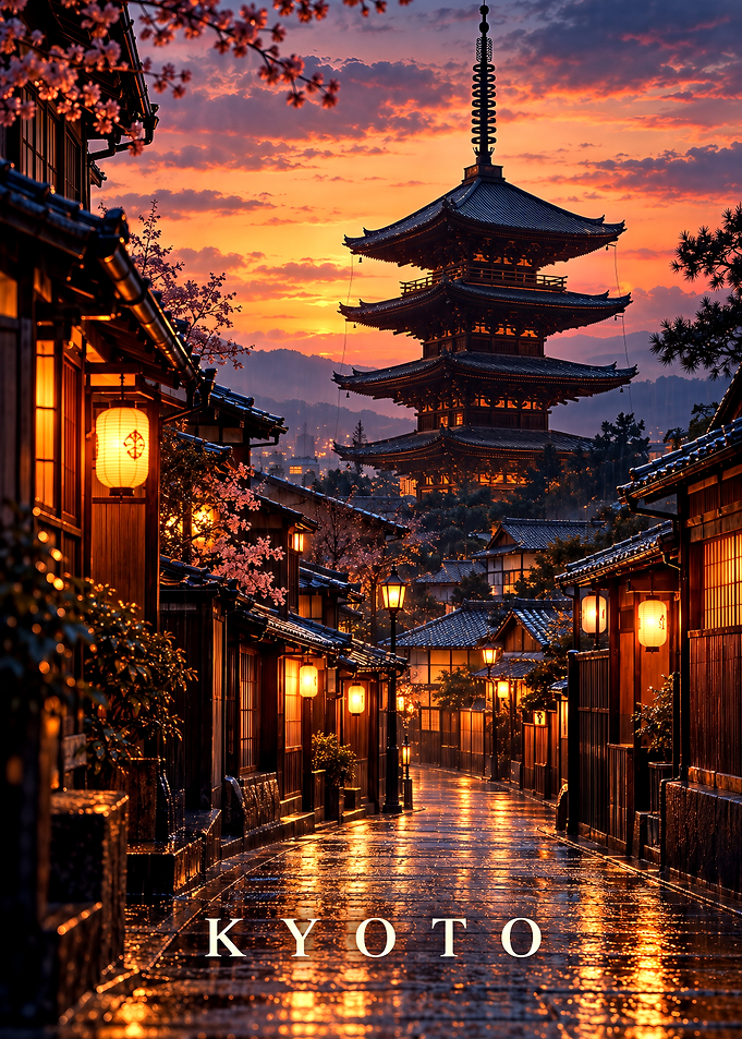 Kyoto Pagoda at Sunset