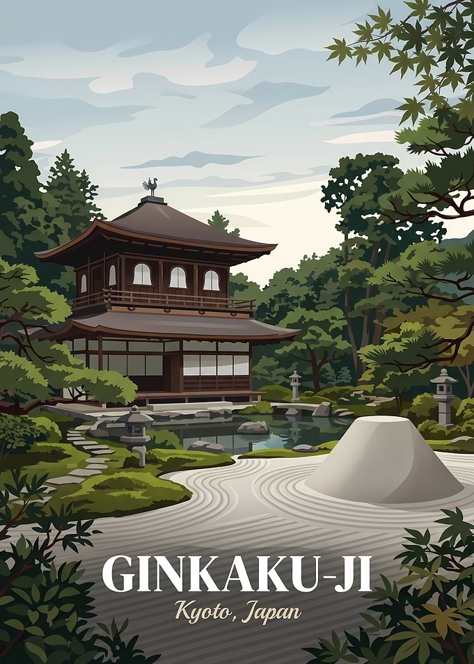 Ginkaku-ji Temple Travel Poster