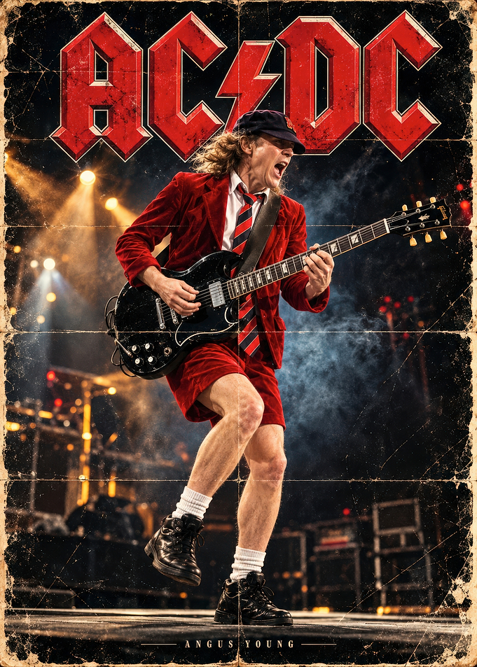Angus Young AC/DC Vintage Poster