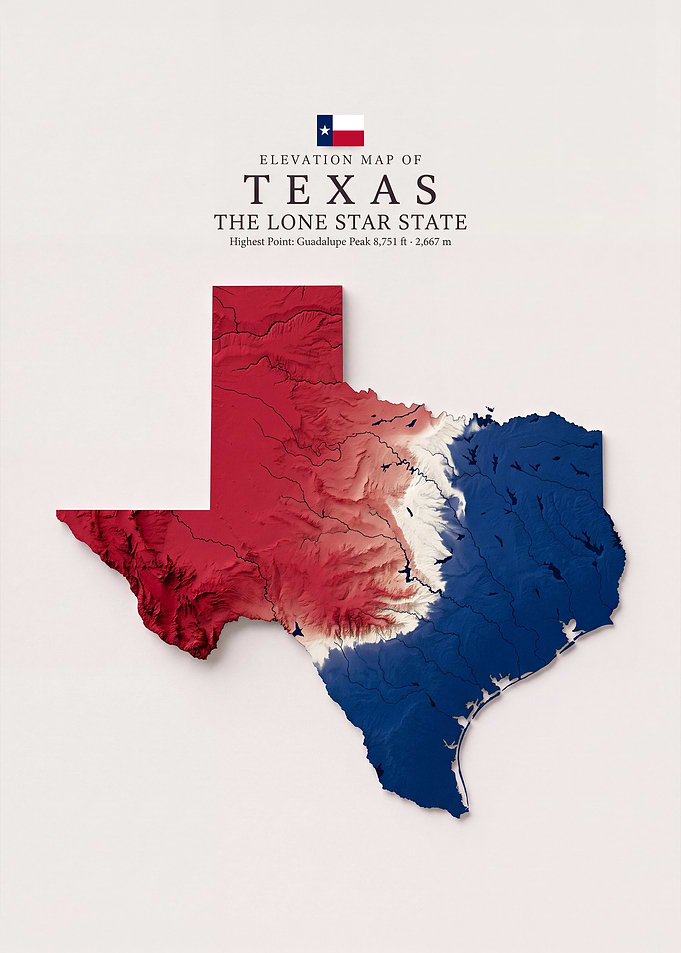 Elevation Map of Texas