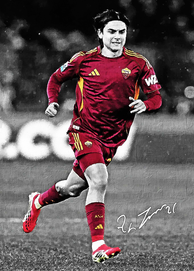 Paulo Dybala AS Roma Soccer Poster