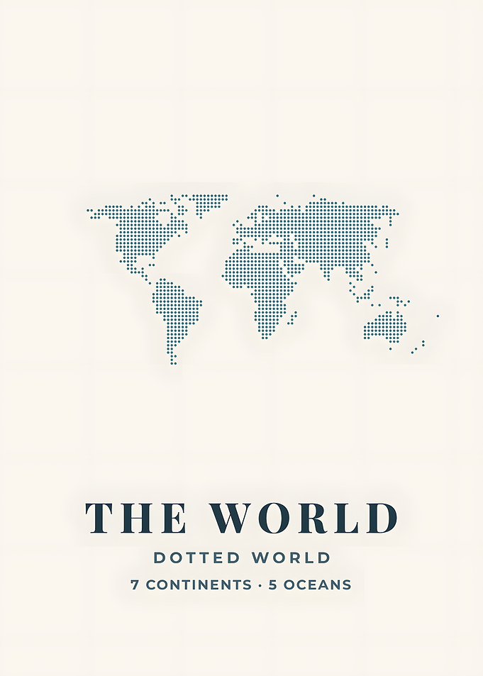 Dotted Coastal Blue World Map Print