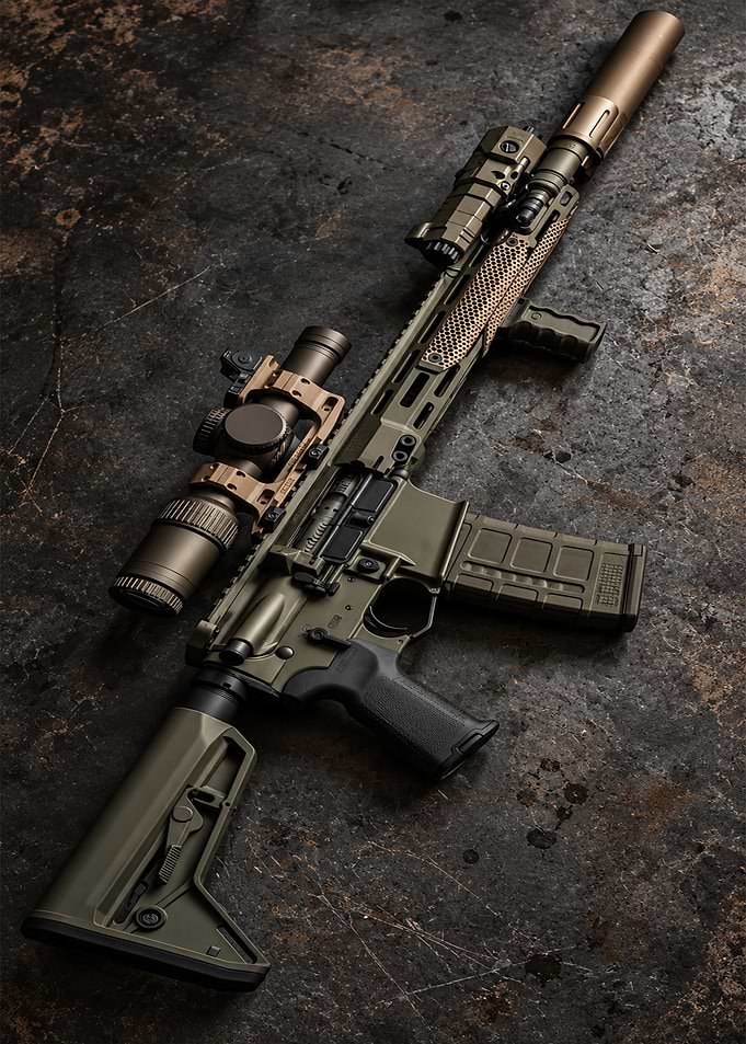 Tactical AR-15 Rifle with Suppressor