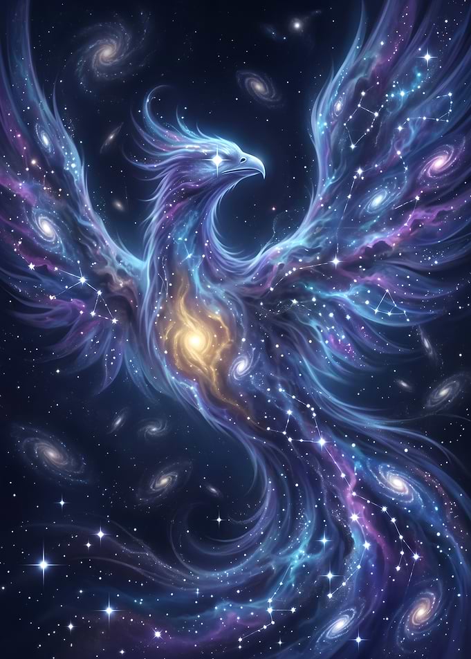 Cosmic Phoenix in Deep Space Nebula