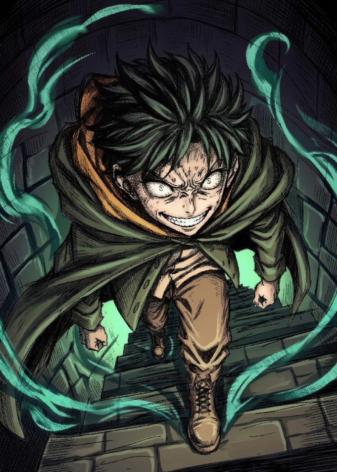 Fierce Anime Boy Ascending Stairs