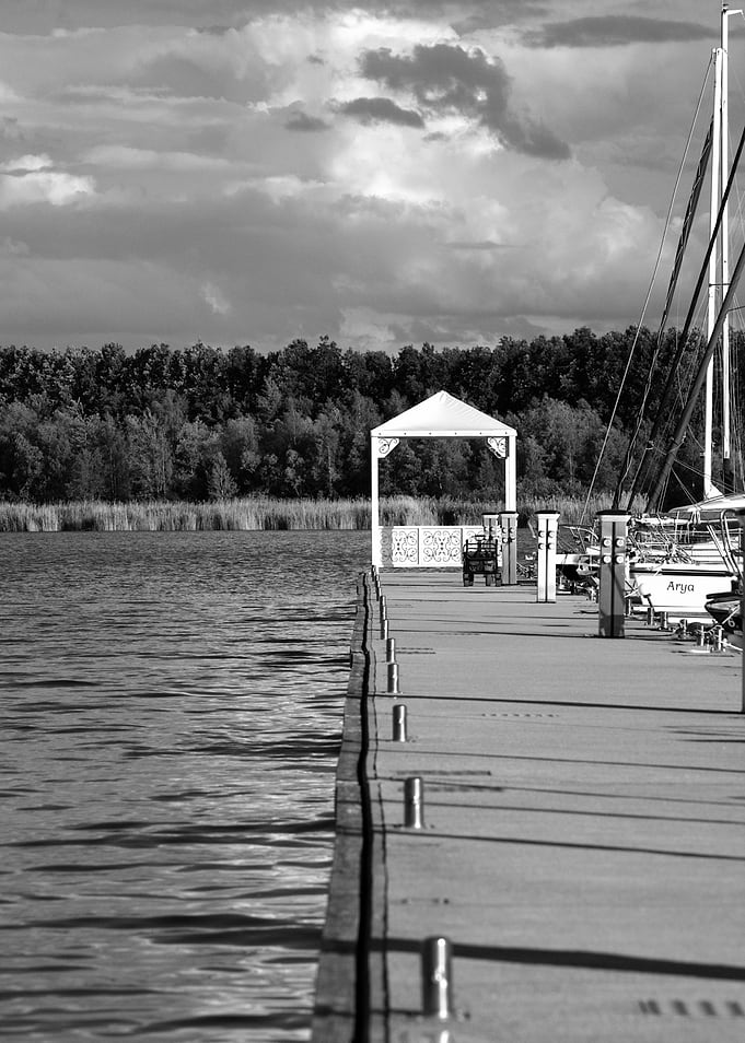 Black and White Marina Pier