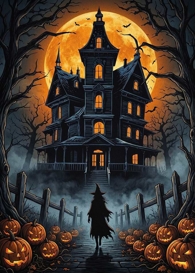 Haunted House Spooky Halloween Art