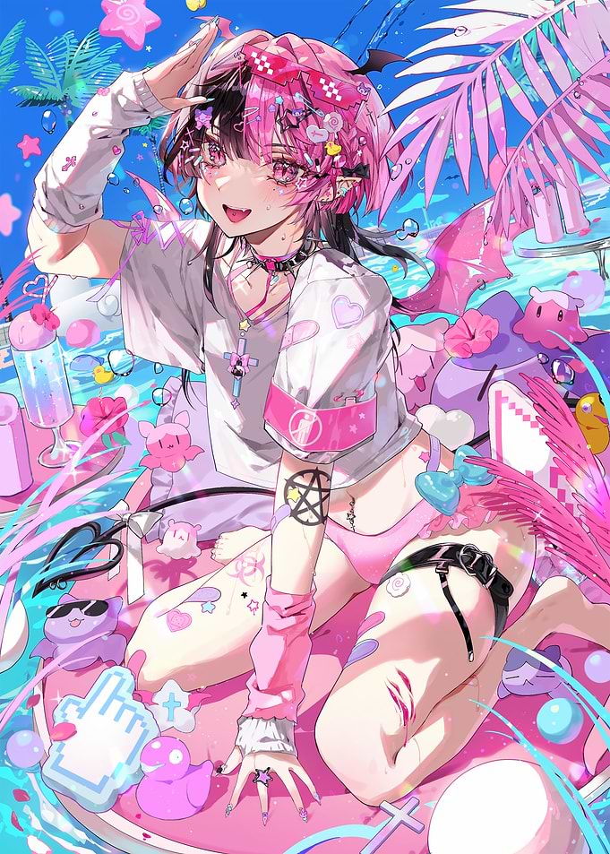 Anime Girl Summer Pool Party