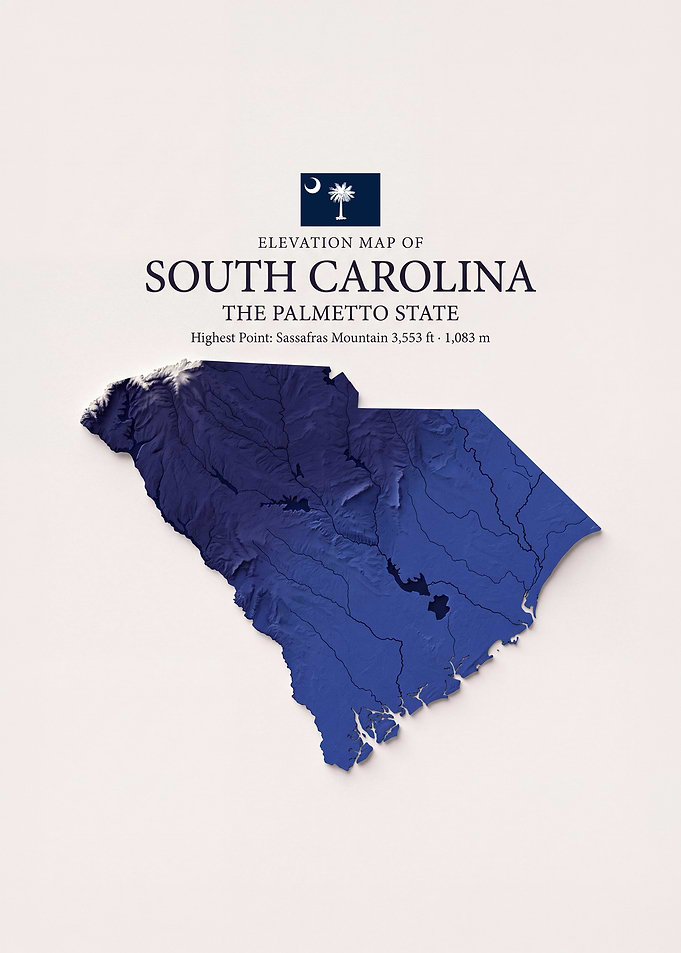 Elevation Map of South Carolina