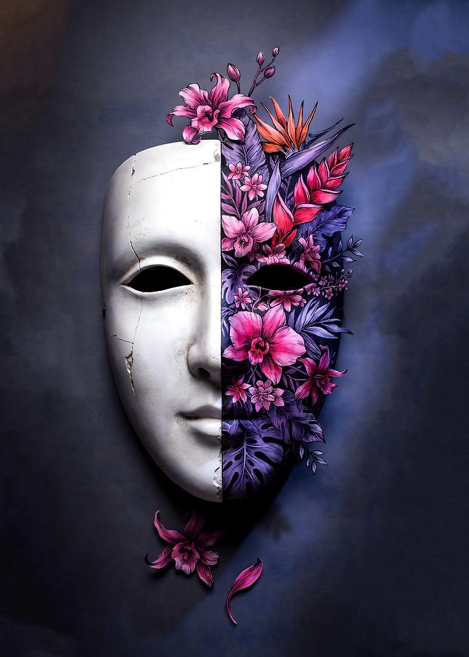 Floral Half-Mask Surreal Art
