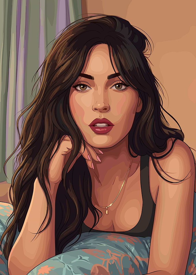 Megan Fox Digital Portrait Illustration