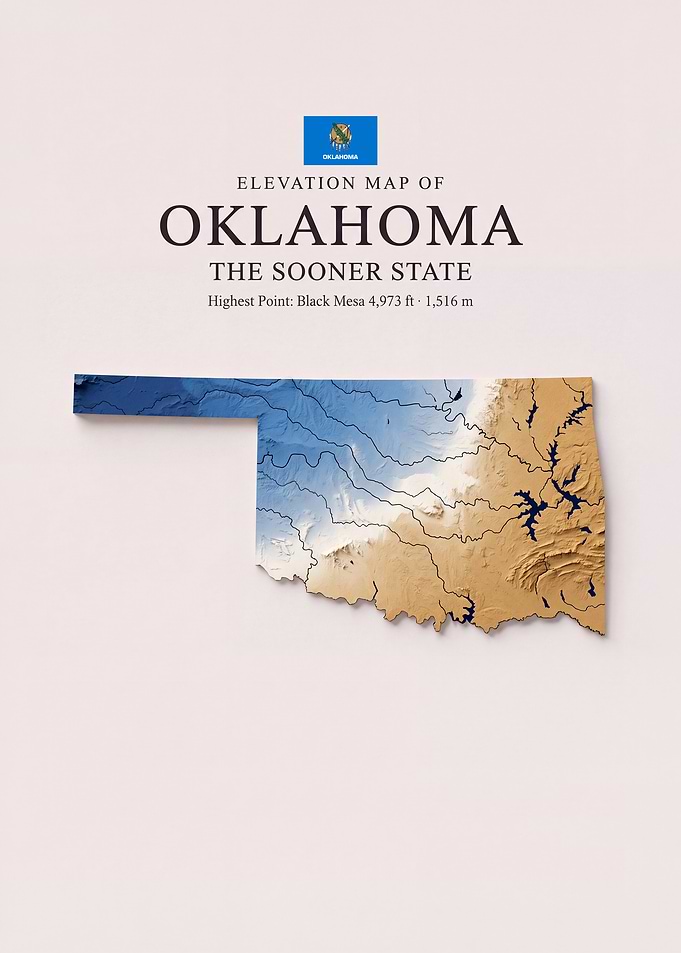 Elevation Map of Oklahoma