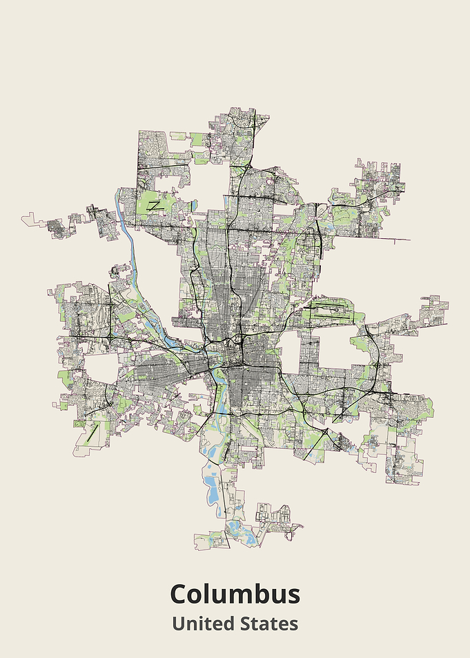 Columbus Ohio City Map Print