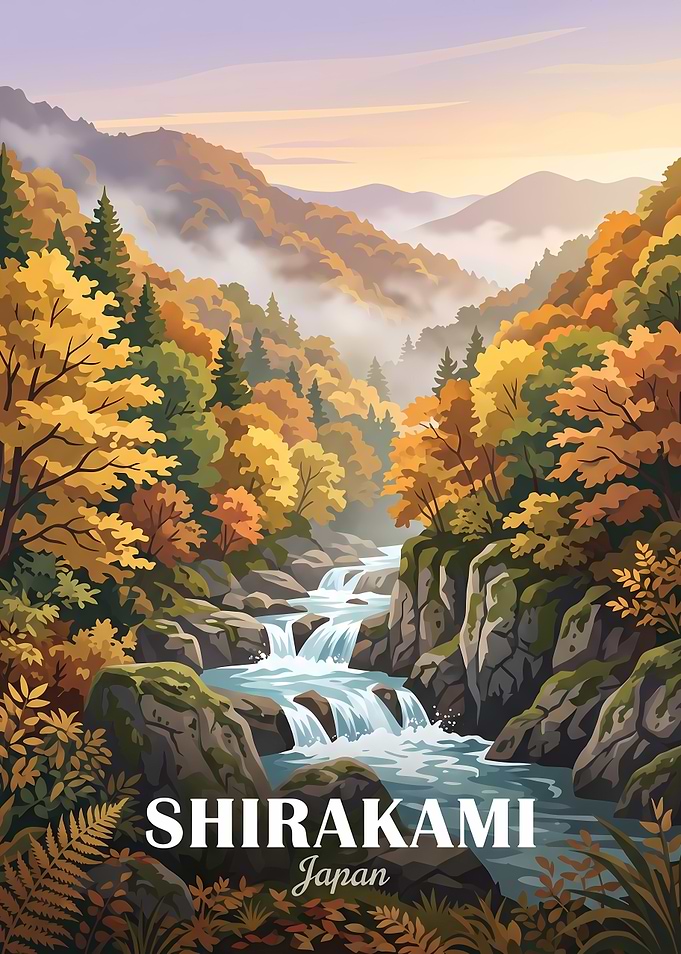 Shirakami Sanchi Japan Travel Poster