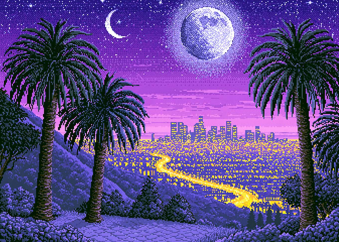 Pixel Art Night Cityscape