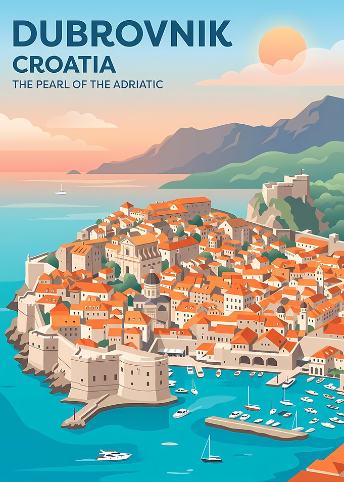 Dubrovnik Croatia Travel Poster