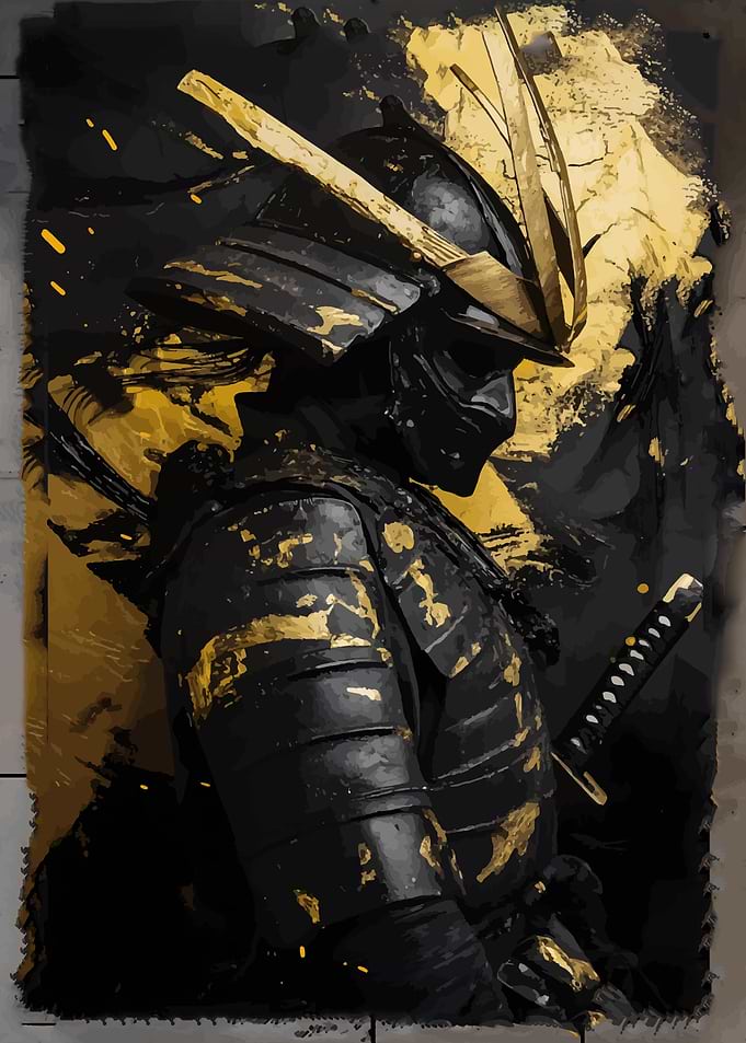 Black and Gold Samurai Warrior Portrait