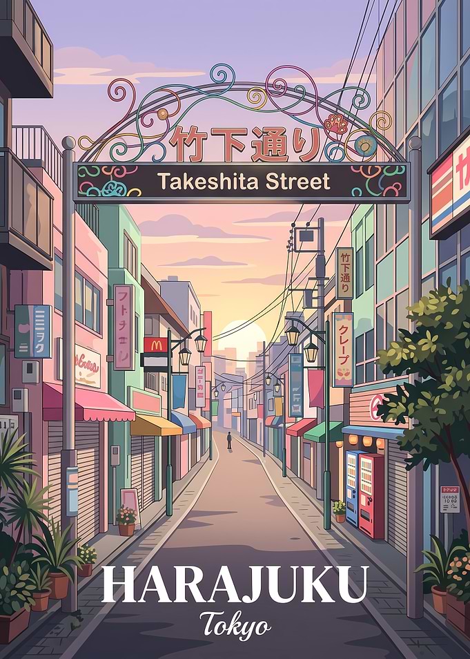 Takeshita Street Harajuku Tokyo Illustration