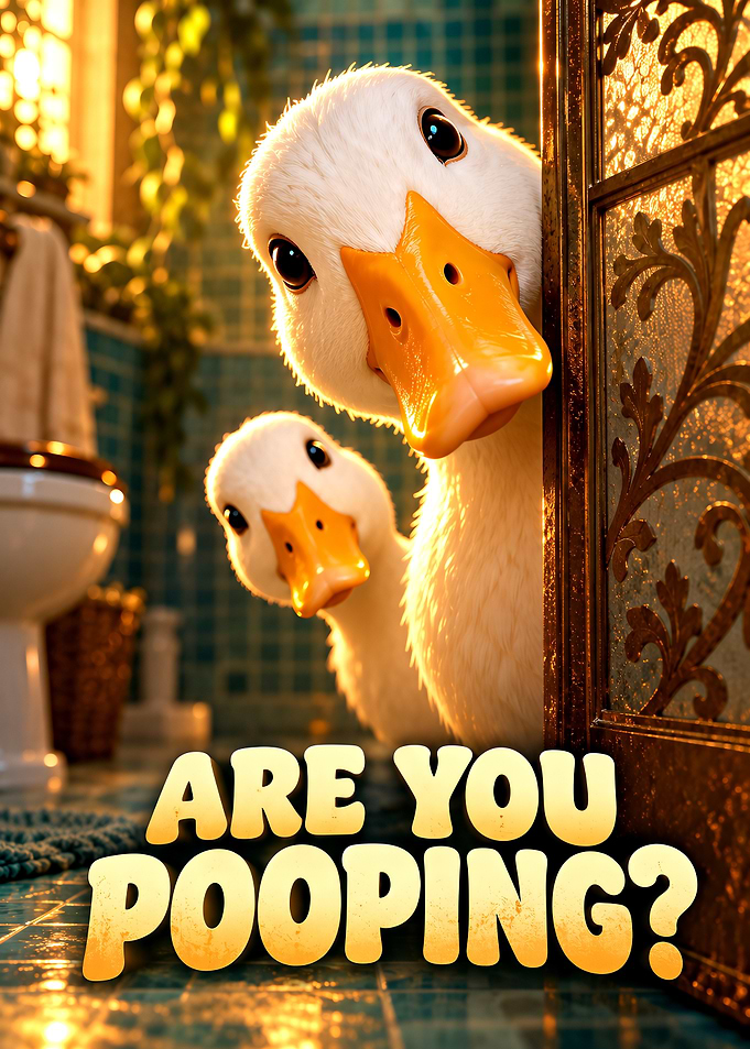 Funny Ducks Peeking in Bathroom