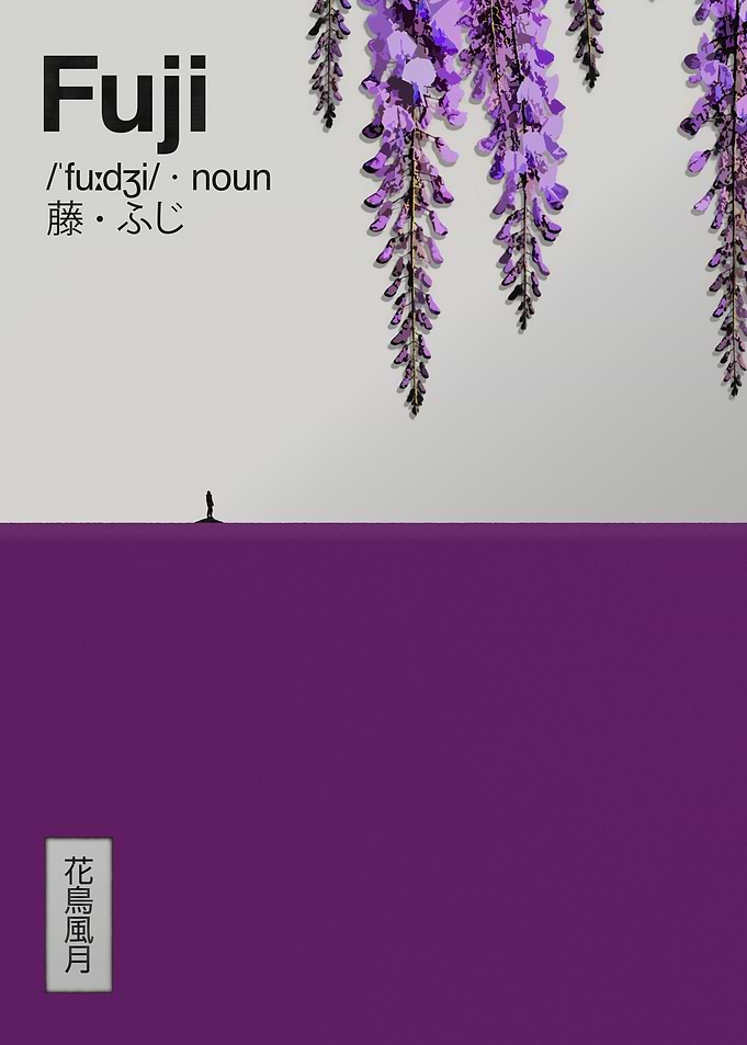 Japanese Wisteria Wall Art – Fuji Purple Botanical Print, Minimalist Nature Poster