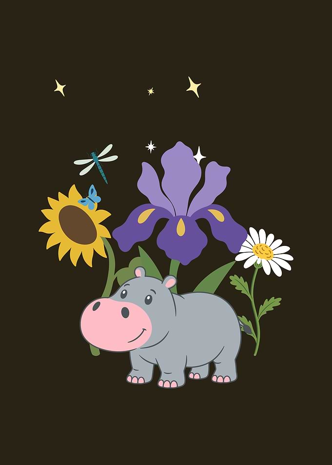 Hippo Flowers Kids Design