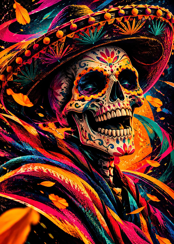 Vibrant Day of the Dead Skull