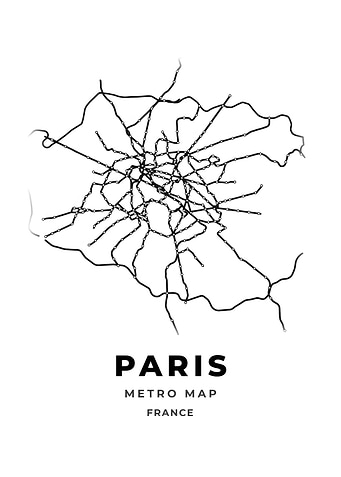 Paris Black And White Metro Map Print