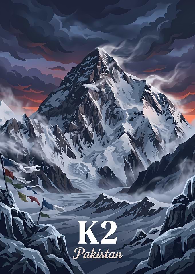 K2 Mountain Peak Poster