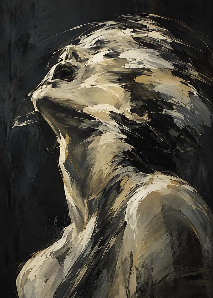Abstract Expressionist Portrait of Anguish