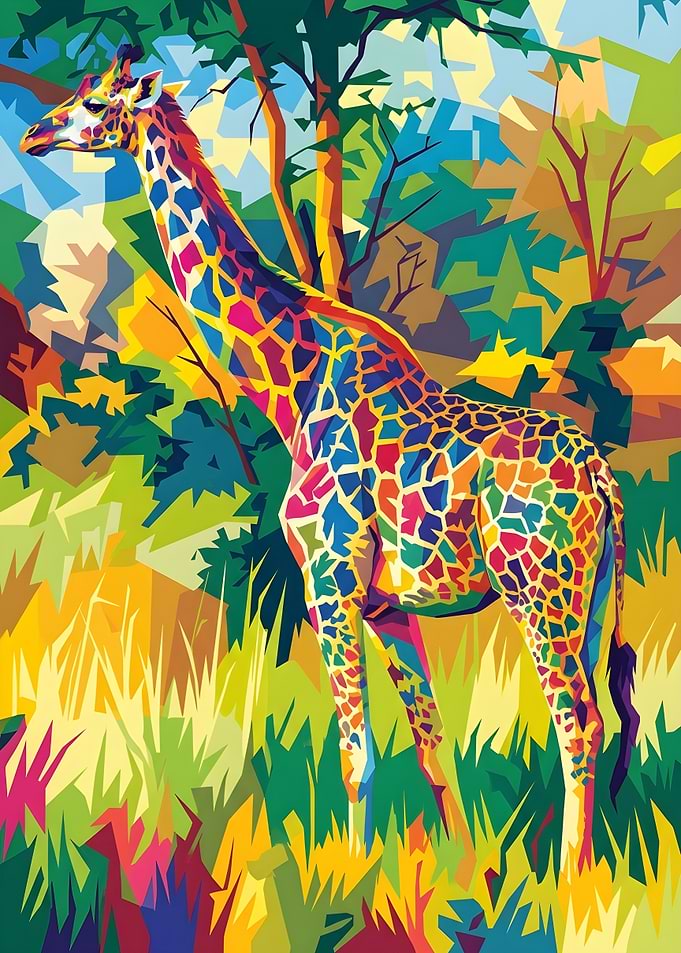 Colorful Geometric Pop Art Giraffe