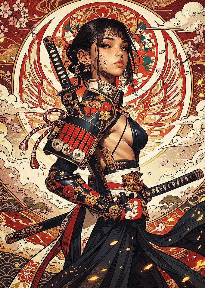 Samurai Girl Warrior Japanese Art